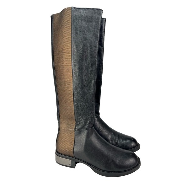 Circus by Sam Edelman Roxie Womens Black Leather Bronze Stretch Riding Boots 5.5 - Picture 1 of 9